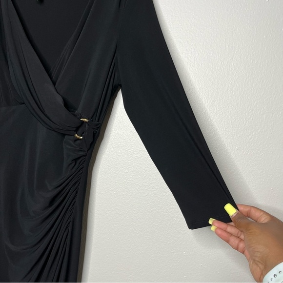 Lauren Ralph Lauren Women Midi Dress‎ 12 Slinky Traverls Gold Slimming Evening - Picture 5 of 9